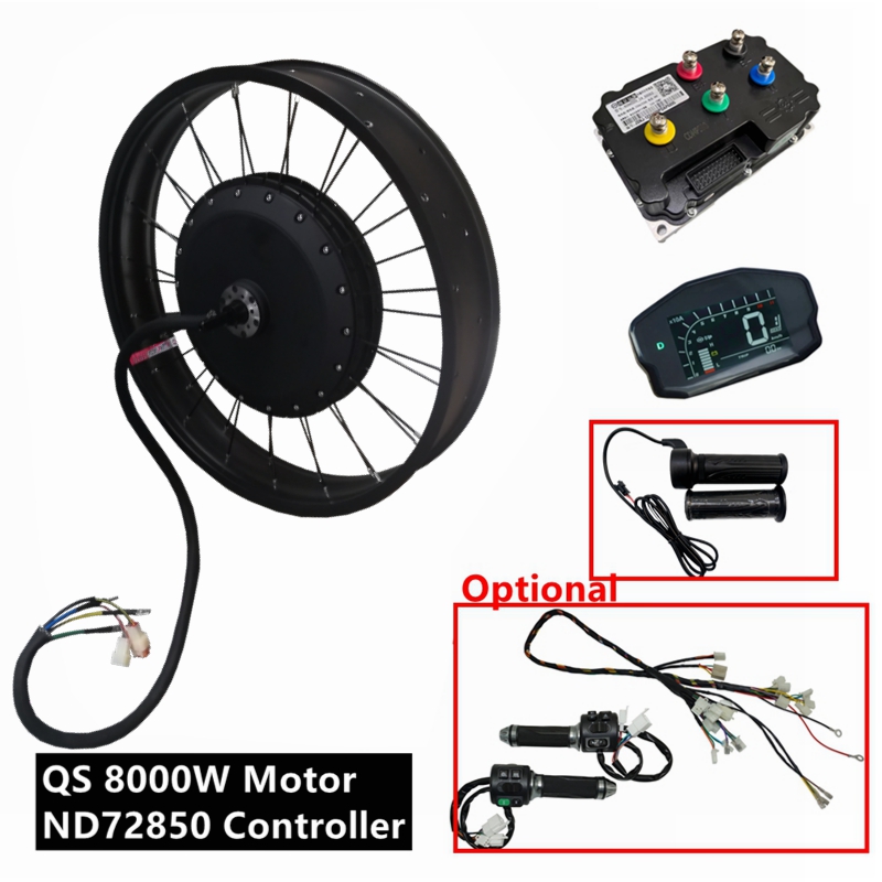 72V 8000W Brushless Hub Motor - NBpower/QS273 V3 72v 8000WファットEバイクキット 150mmドロップアウト電動スノーバイクモーターホイール（ND72850コントローラー、DKDディスプレイ付き）