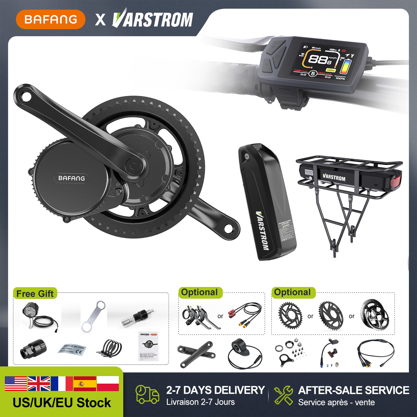 【米国直送】BAFANG 48V 500W/750W/100 - Side Hung Mid Drive Motor Kit のレビューと価格