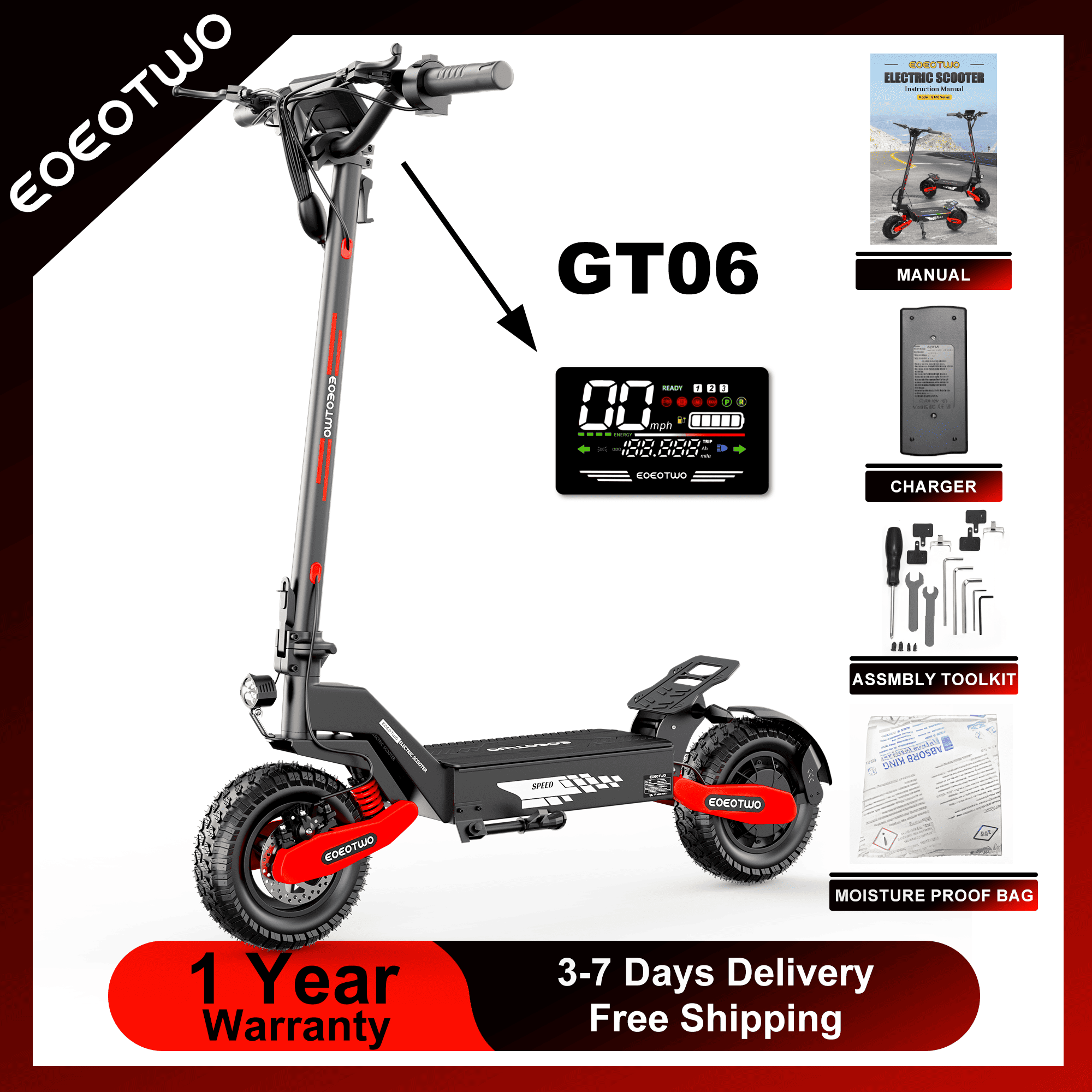 EOEOTWO GT06 大人用電動スクーター、1200Wモ - Dual Motor Ebike Kit 2000W のレビューと価格