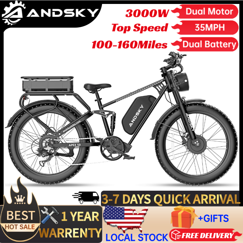 ANDSKY Apex50 AWD電動自転車 3000Wデュ - 48V 1500W Rear Hub Motor With Battery のレビューと価格